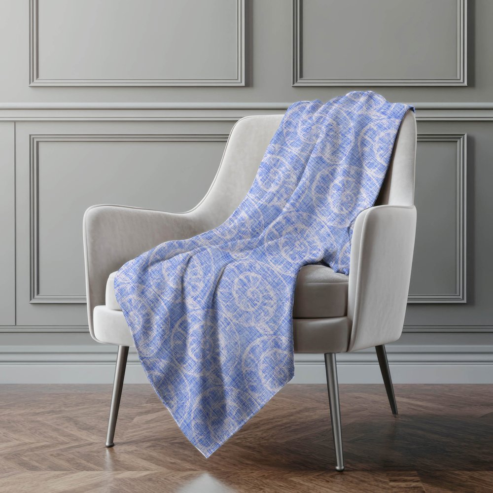 50" X 70" Blue And Ivory Animal Print Polyester Woven Plush Throw Blanket