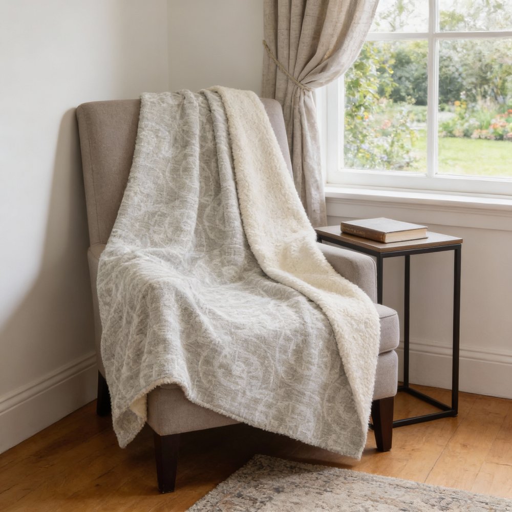 50" X 70" Beige And Ivory Animal Print Microfiber Plush Throw Blanket