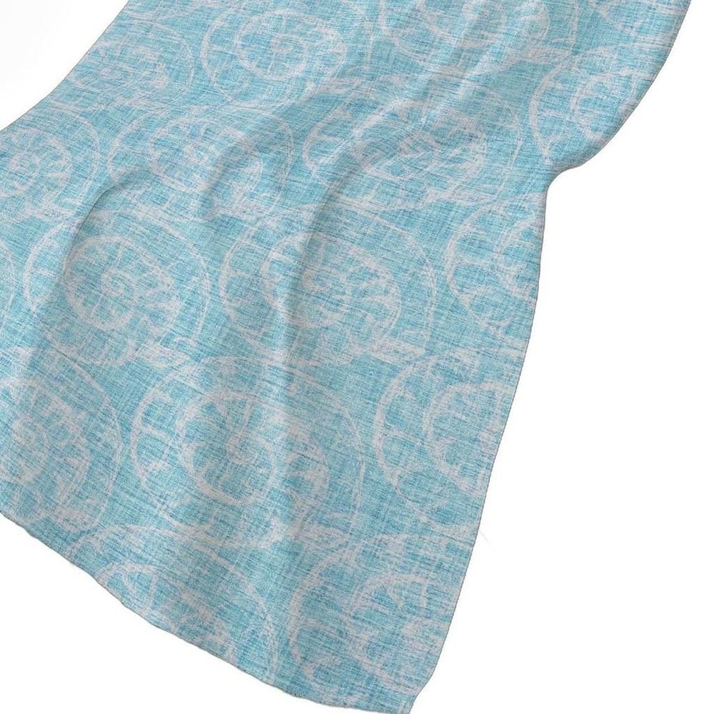 50" X 70" Aqua And Ivory Animal Print Polyester Woven Plush Throw Blanket
