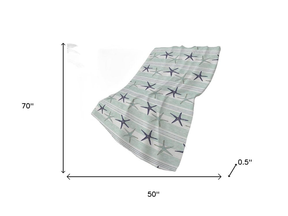 50" X 70" Navy Blue And White Animal Print Polyester Woven Plush Throw Blanket