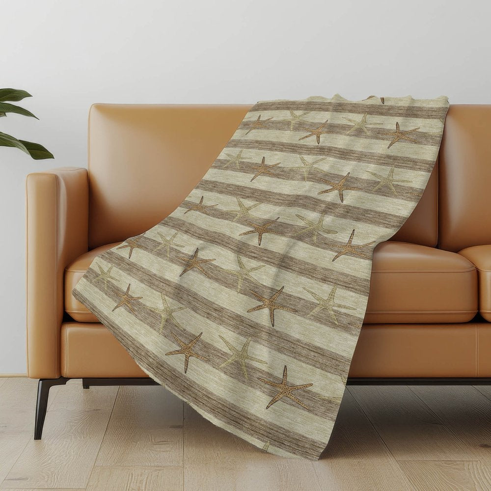 50" X 70" Tan Beige And Taupe Animal Print Polyester Woven Plush Throw Blanket