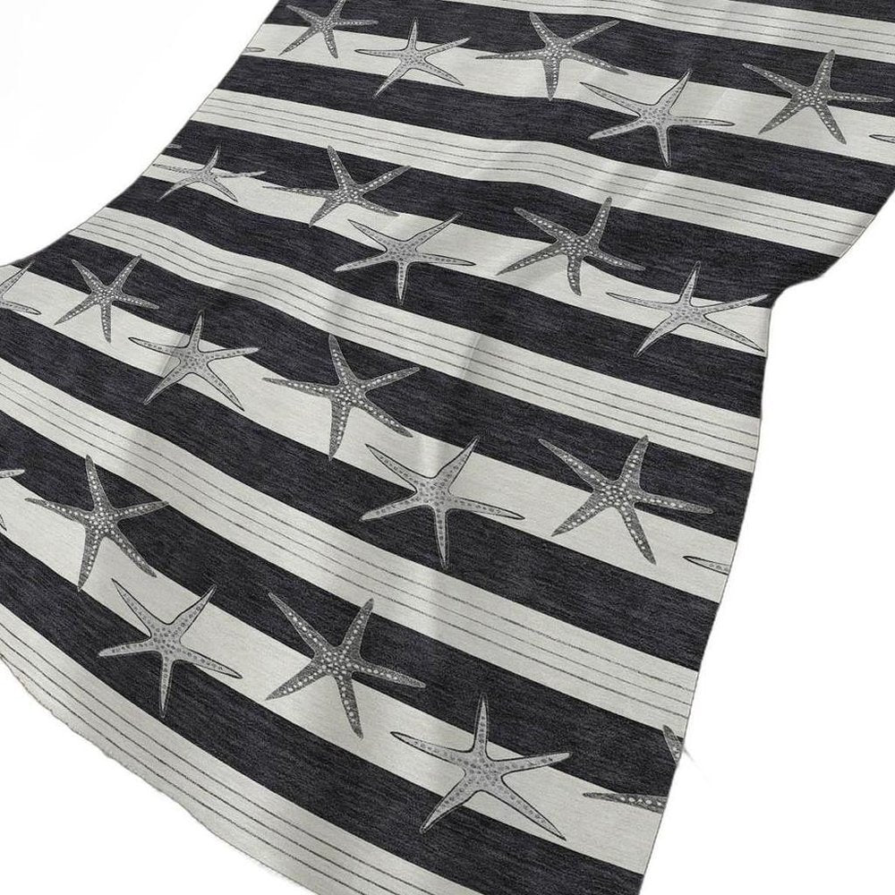 50" X 70" Midnight Ivory And Gray Animal Print Polyester Woven Plush Throw Blanket