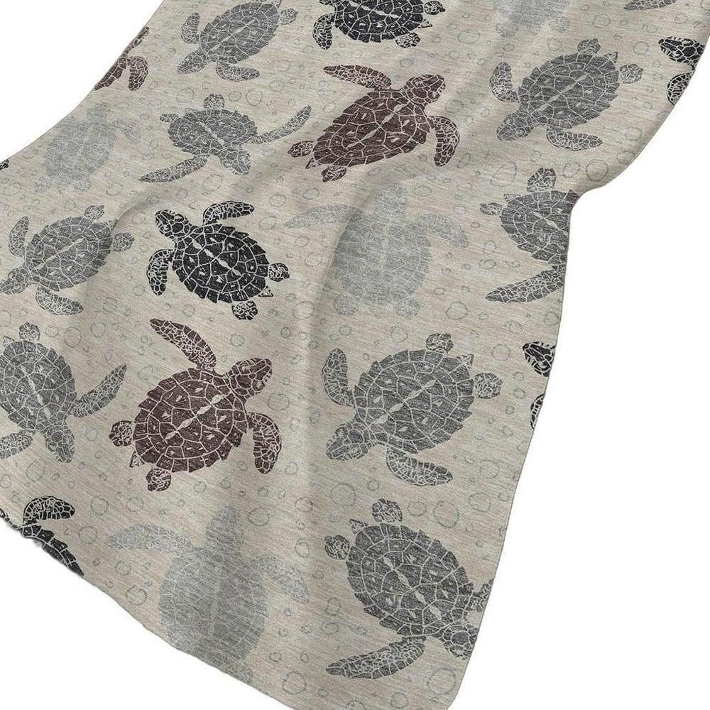 50" X 70" Sand Beige And Gray Animal Print Polyester Woven Plush Throw Blanket