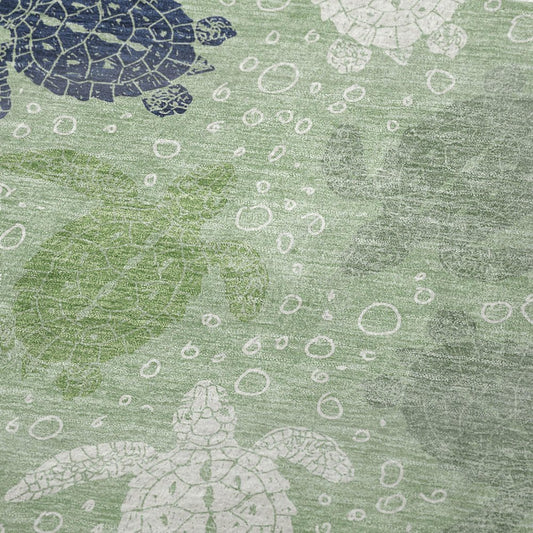 50" X 70" Green Blue And Ivory Animal Print Polyester Woven Plush Throw Blanket