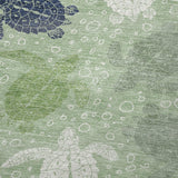 50" X 70" Green Blue And Ivory Animal Print Polyester Woven Plush Throw Blanket