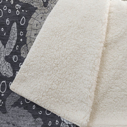 50" X 70" Midnight Gray And Ivory Animal Print Polyester Woven Plush Throw Blanket