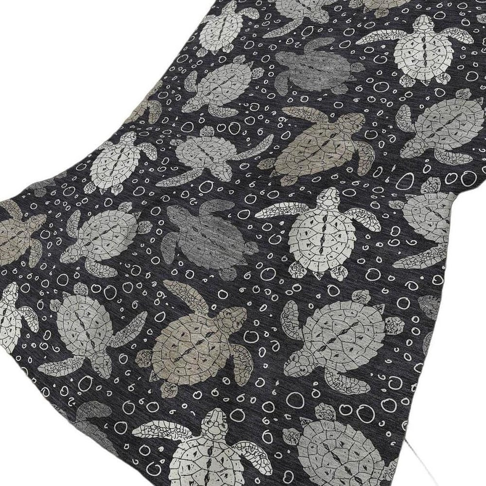 50" X 70" Midnight Gray And Ivory Animal Print Polyester Woven Plush Throw Blanket