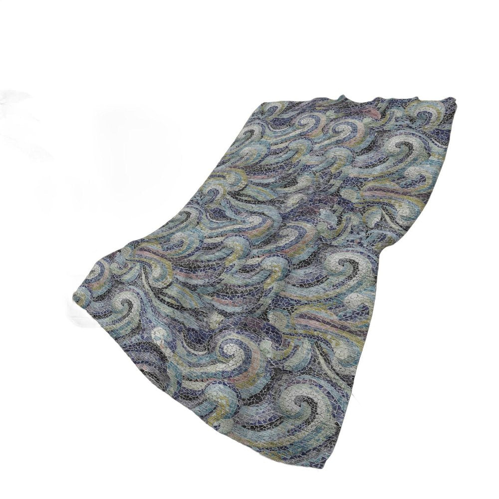 50" X 70" Steel Blue Light Pink And Beige Abstract Plush Throw Blanket