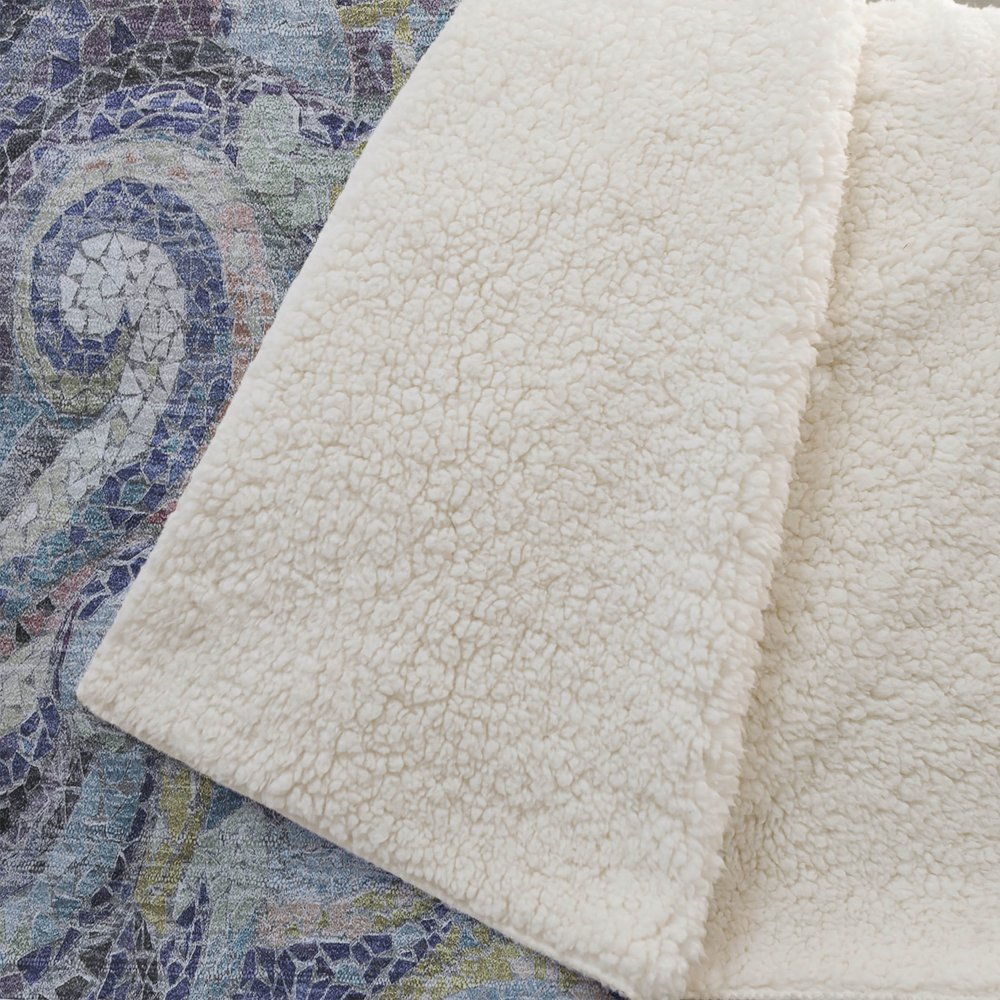 50" X 70" Steel Blue Light Pink And Beige Abstract Polyester Woven Plush Throw Blanket