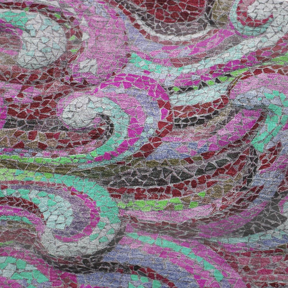 50" X 70" Raspberry Red And Green Abstract Polyester Woven Plush Throw Blanket