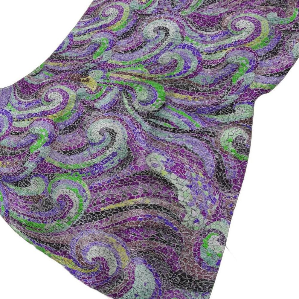 50" X 70" Purple Green And Ivory Abstract Plush Throw Blanket