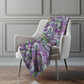 50" X 70" Purple Green And Ivory Abstract Polyester Woven Plush Throw Blanket