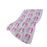 50" X 70" Pink And Silver Animal Print Polyester Woven Plush Throw Blanket