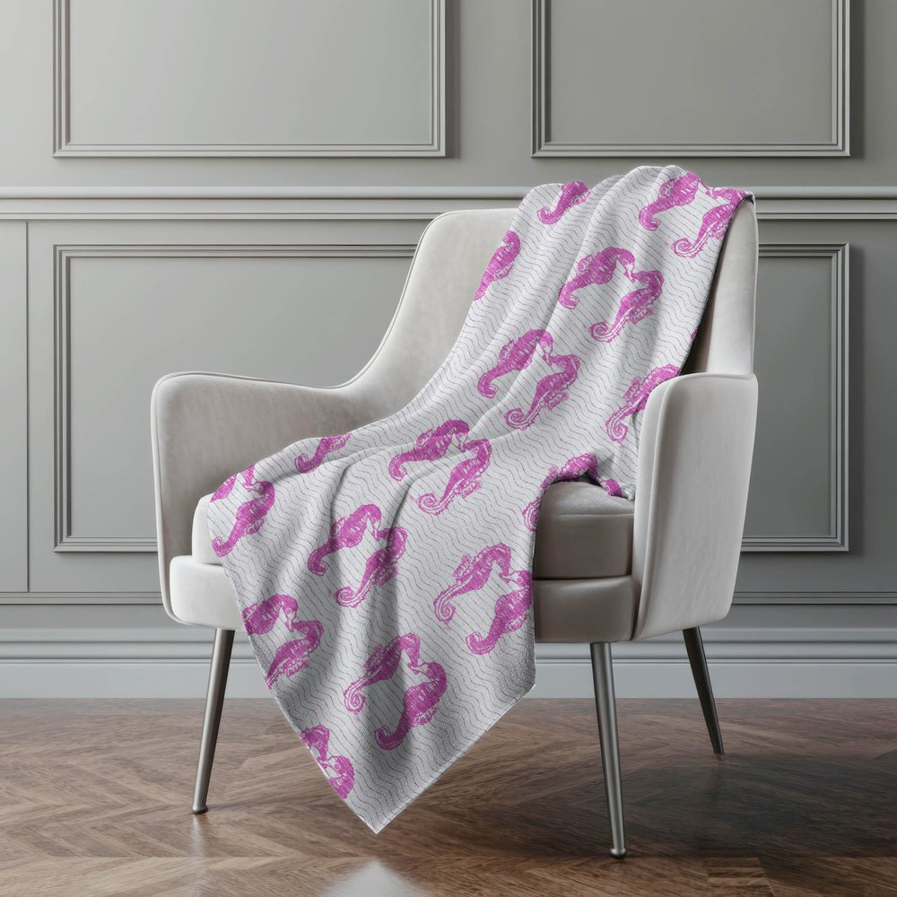 50" X 70" Pink And Silver Animal Print Polyester Woven Plush Throw Blanket