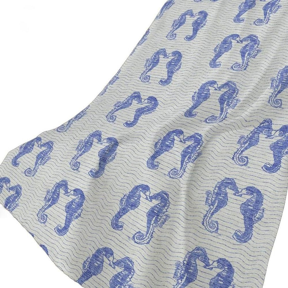 50" X 70" Blue And Ivory Animal Print Polyester Woven Plush Throw Blanket