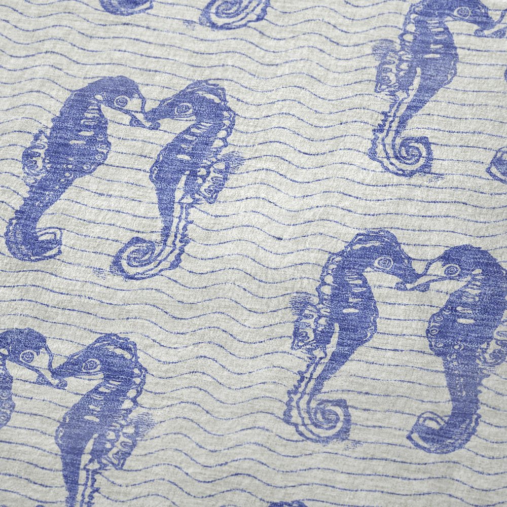 50" X 70" Blue And Ivory Animal Print Polyester Woven Plush Throw Blanket