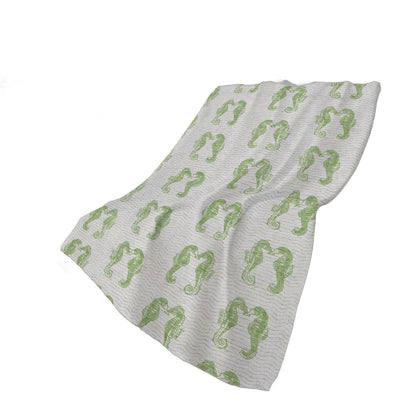 50" X 70" Green And Ivory Animal Print Polyester Woven Plush Throw Blanket