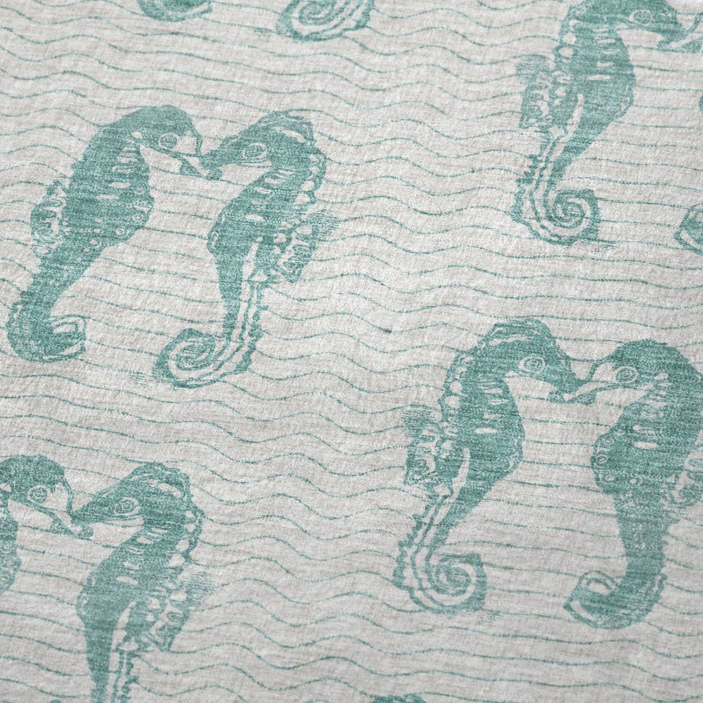 50" X 70" Aqua And Ivory Animal Print Polyester Woven Plush Throw Blanket