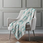 50" X 70" Aqua And Ivory Animal Print Polyester Woven Plush Throw Blanket