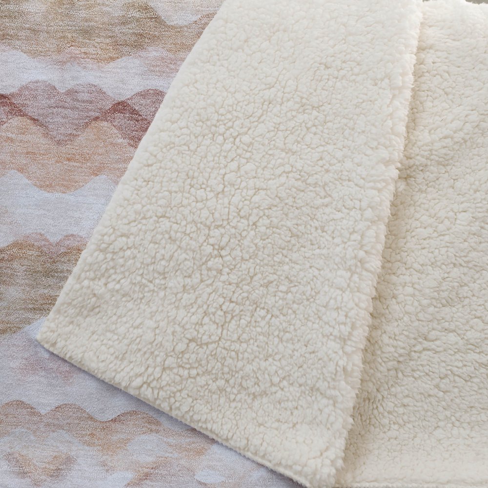50" X 70" Peach Beige And Ivory Microfiber Abstract Plush Throw Blanket