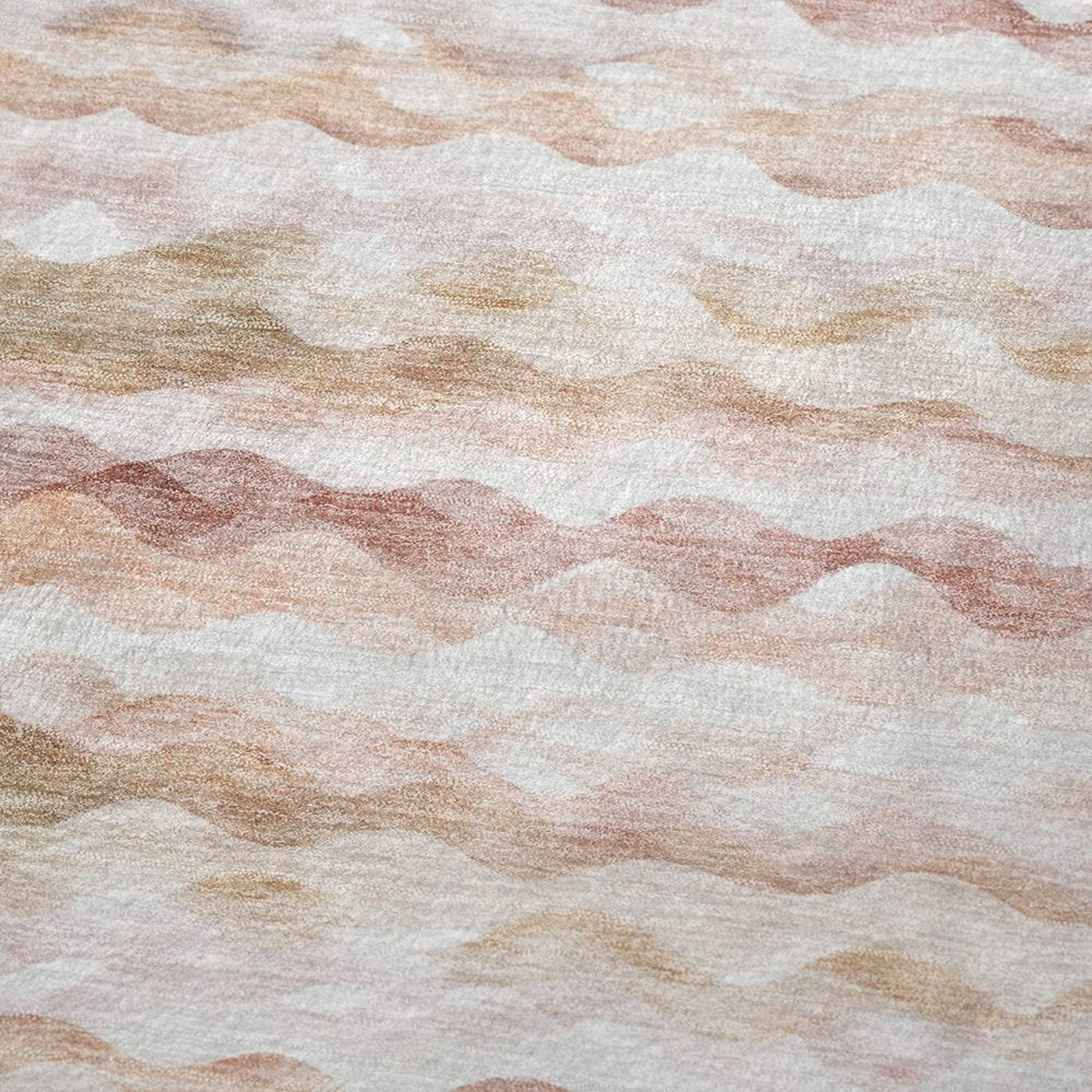 50" X 70" Peach Beige And Ivory Abstract Polyester Woven Plush Throw Blanket