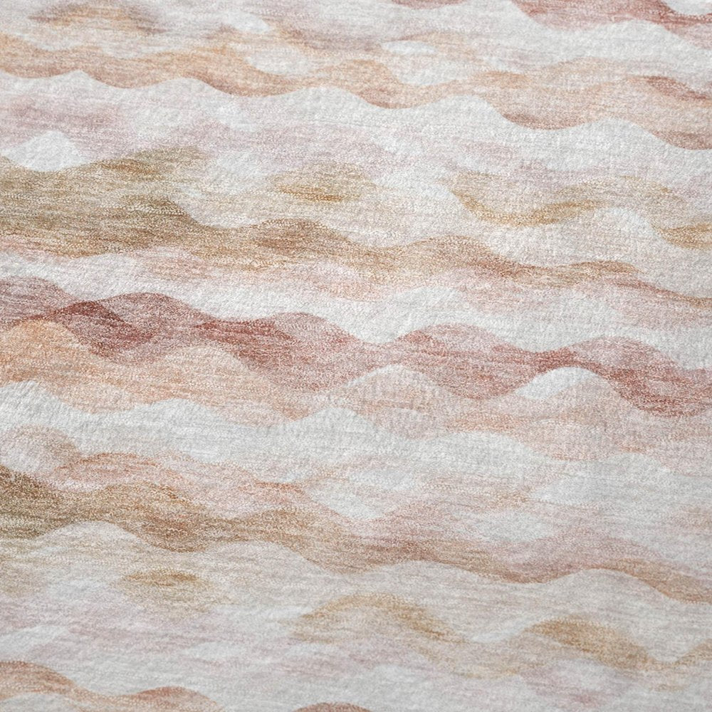 50" X 70" Peach Beige And Ivory Abstract Microfiber Plush Throw Blanket