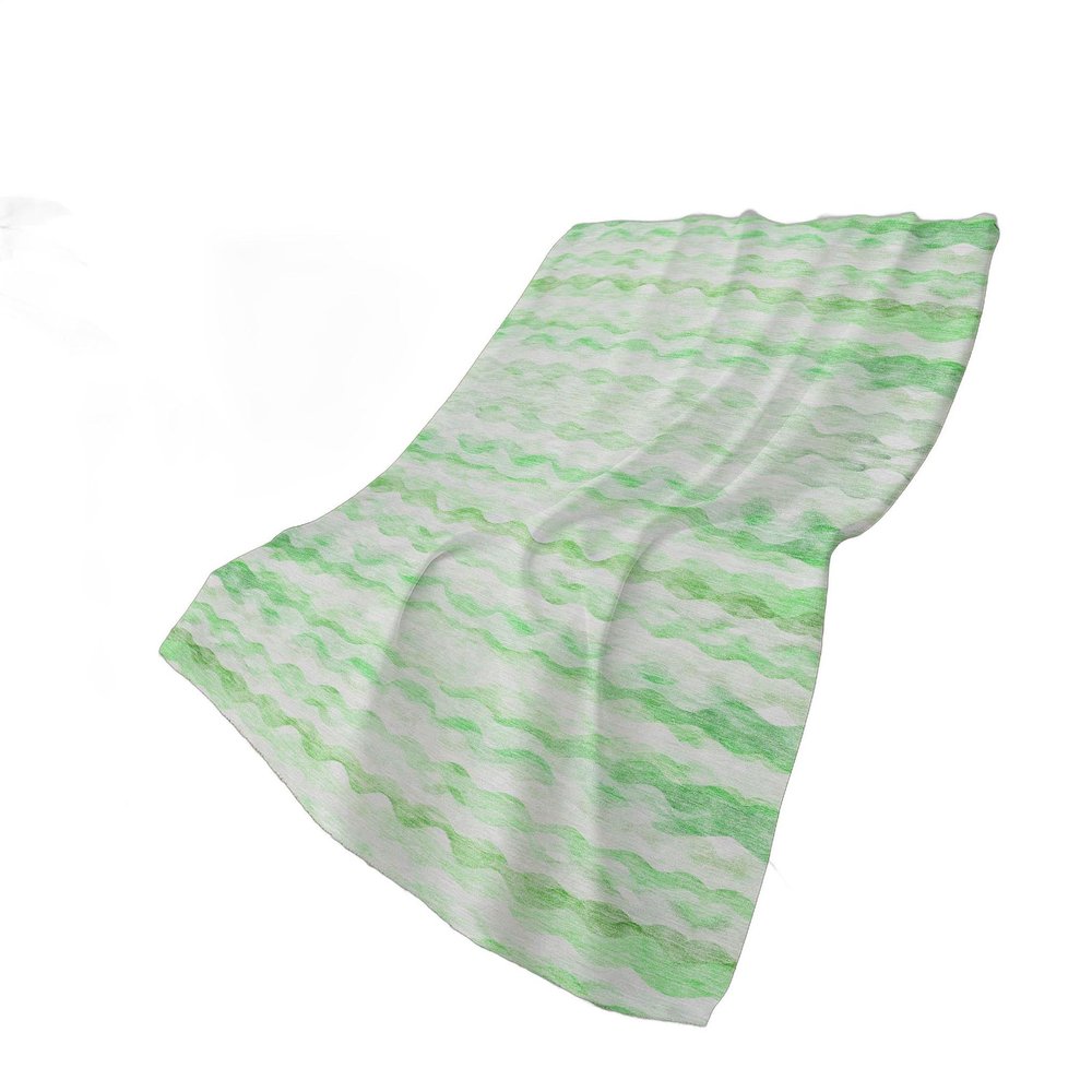 50" X 70" Green And Ivory Abstract Polyester Woven Plush Throw Blanket