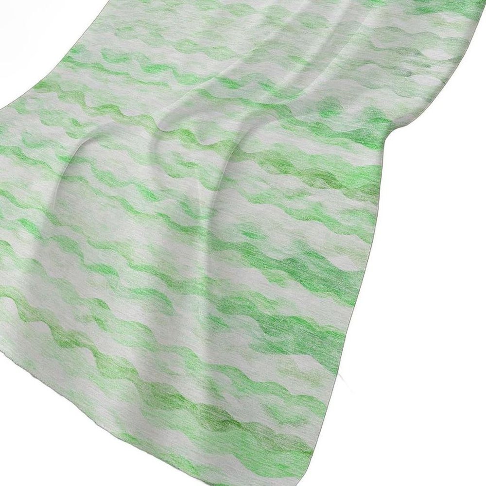 50" X 70" Green And Ivory Abstract Polyester Woven Plush Throw Blanket