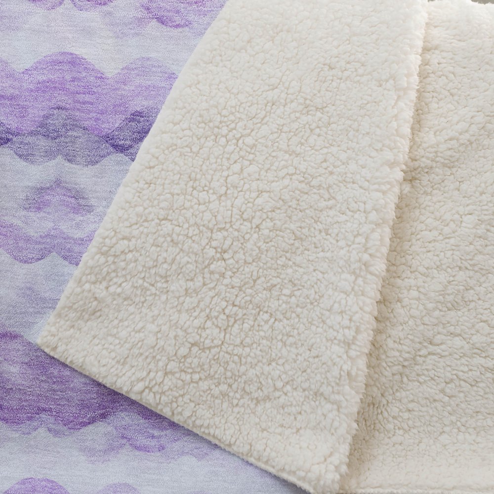 50" X 70" Purple And Ivory Abstract Polyester Woven Plush Throw Blanket