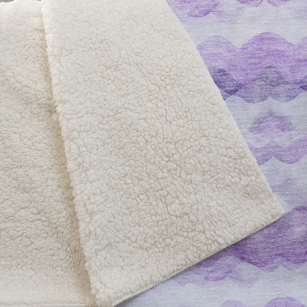 50" X 70" Purple And Ivory Abstract Polyester Woven Plush Throw Blanket