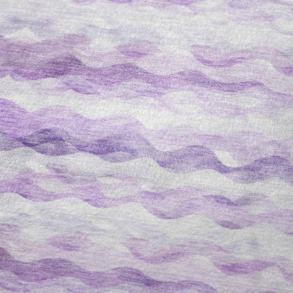 50" X 70" Purple And Ivory Abstract Polyester Woven Plush Throw Blanket