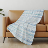 50" X 70" Blue And Ivory Abstract Microfiber Plush Throw Blanket