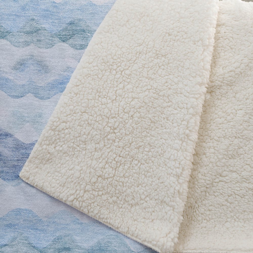50" X 70" Blue And Ivory Microfiber Abstract Plush Throw Blanket