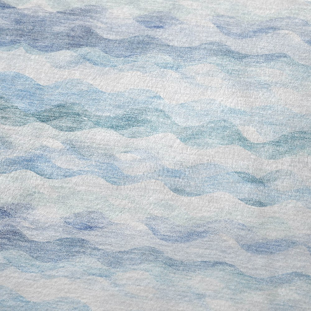 50" X 70" Blue And Ivory Abstract Polyester Woven Plush Throw Blanket