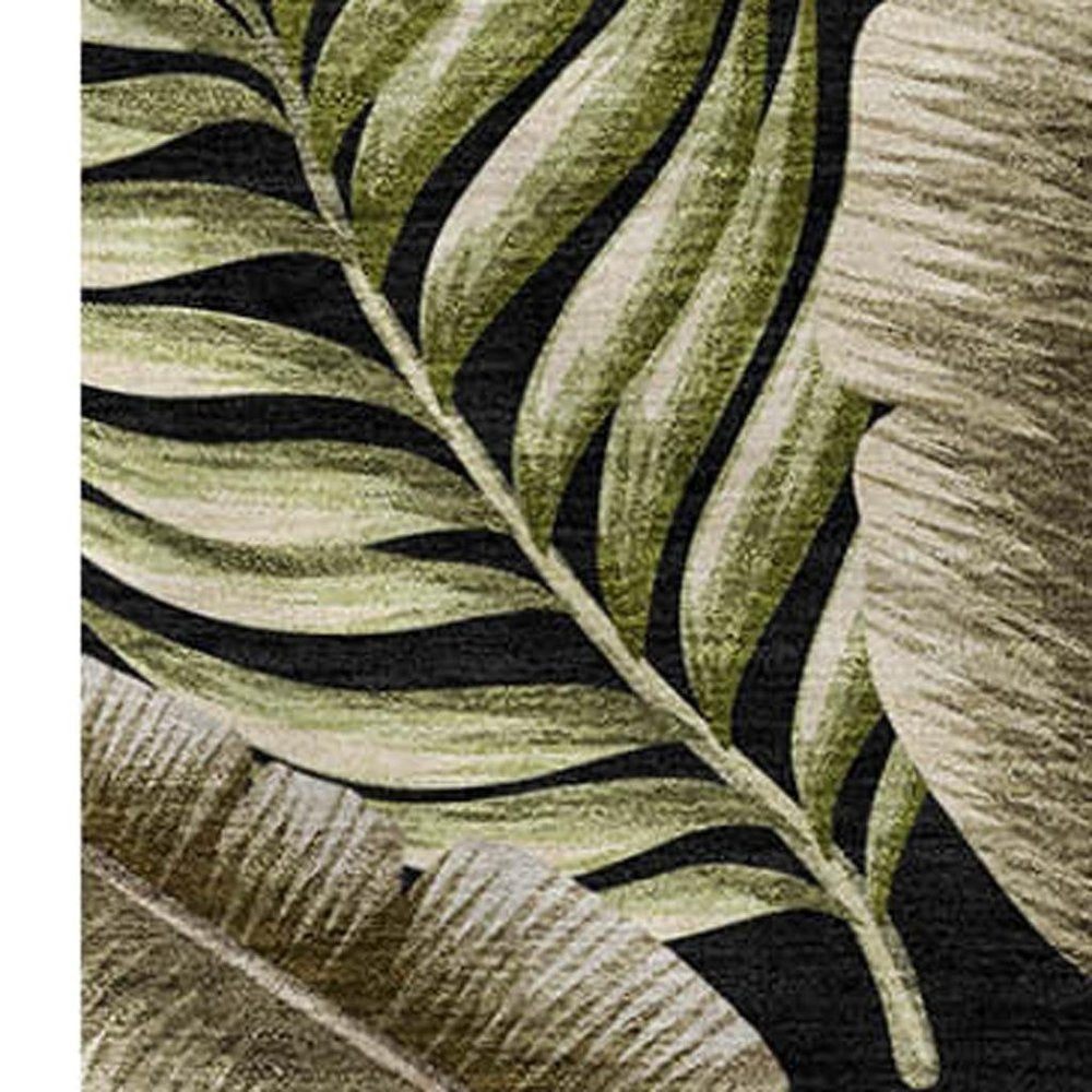 50" X 70" Midnight Chocolate And Beige Leaves Polyester Woven Plush Throw Blanket