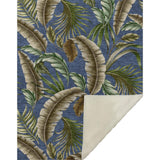 50" X 70" Blue Green And Beige Leaves Microfiber Plush Throw Blanket