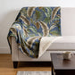 50" X 70" Blue Green And Beige Leaves Microfiber Plush Throw Blanket