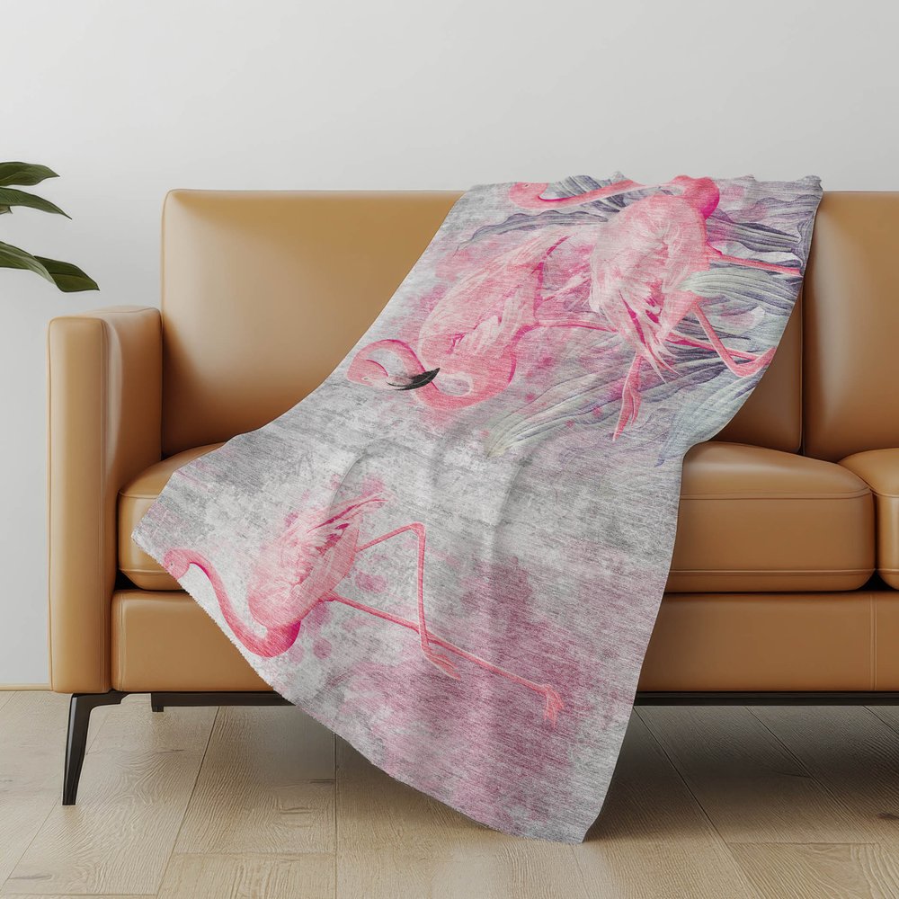 50" X 70" Pink And Ivory Animal Print Polyester Woven Plush Throw Blanket