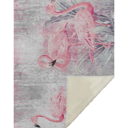 50" X 70" Pink And Ivory Animal Print Polyester Woven Plush Throw Blanket