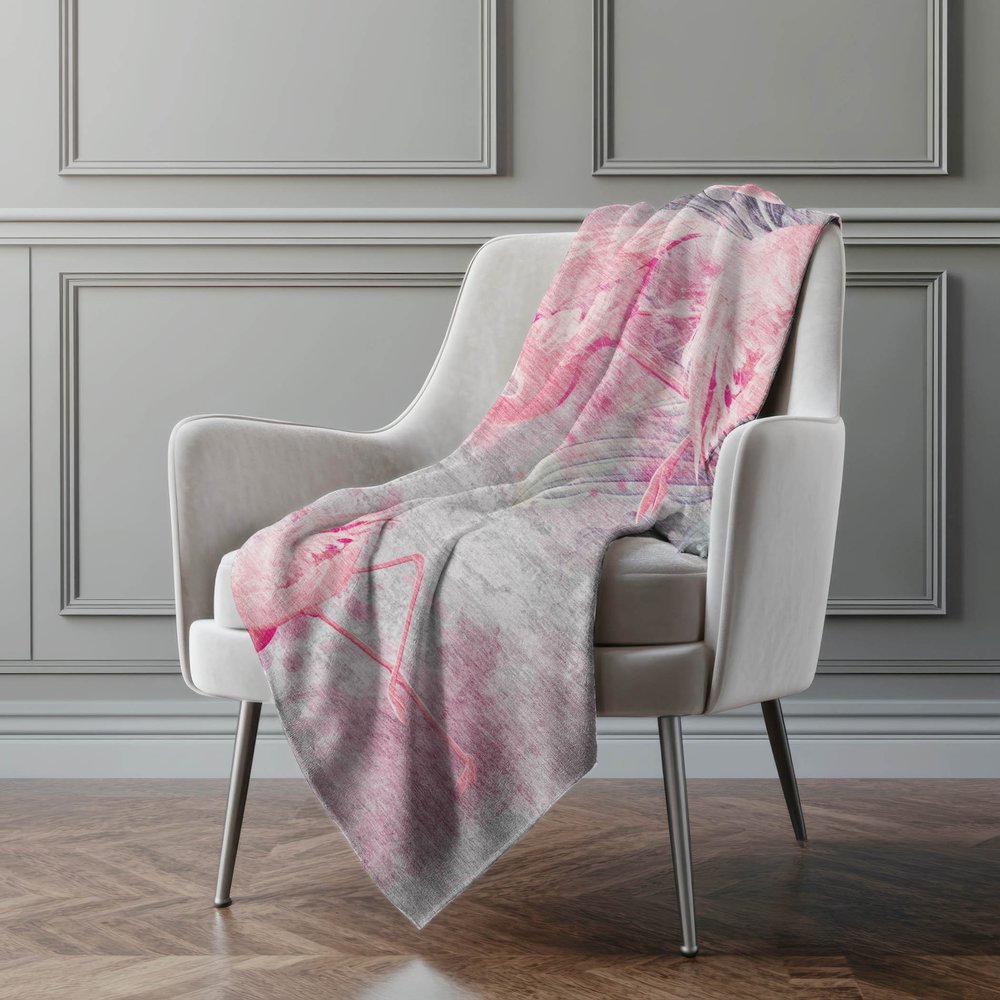 50" X 70" Pink And Ivory Animal Print Polyester Woven Plush Throw Blanket