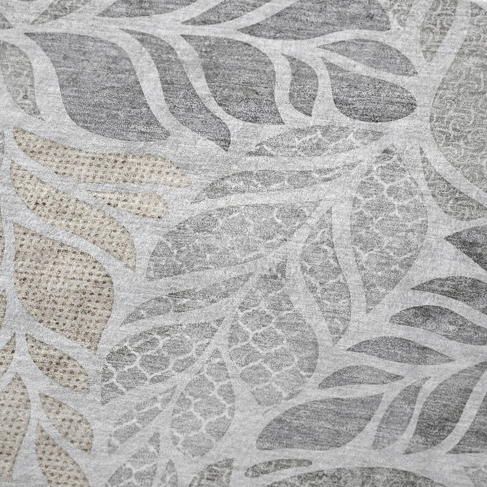 50" X 70" Gray And Charcoal Leaves Polyester Woven Plush Throw Blanket