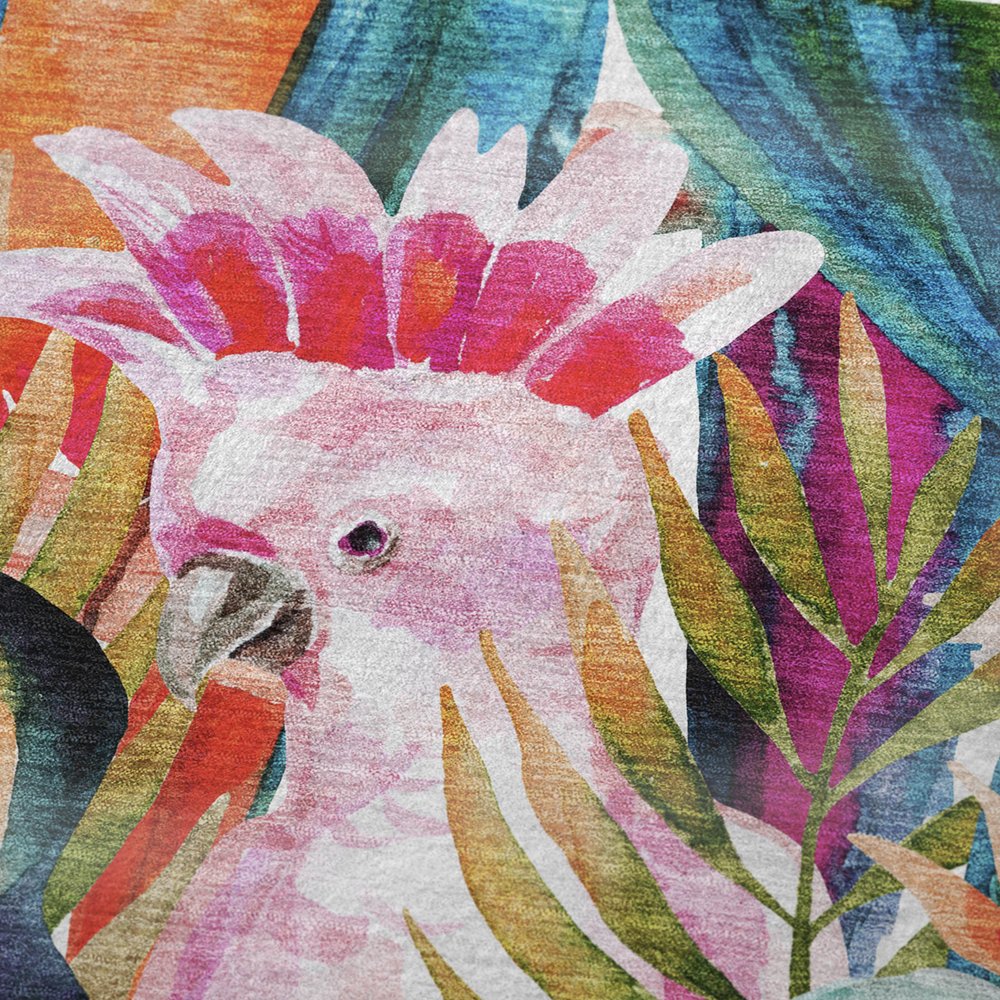 50" X 70" Orange Pink And Blue Animal Print Polyester Woven Plush Throw Blanket