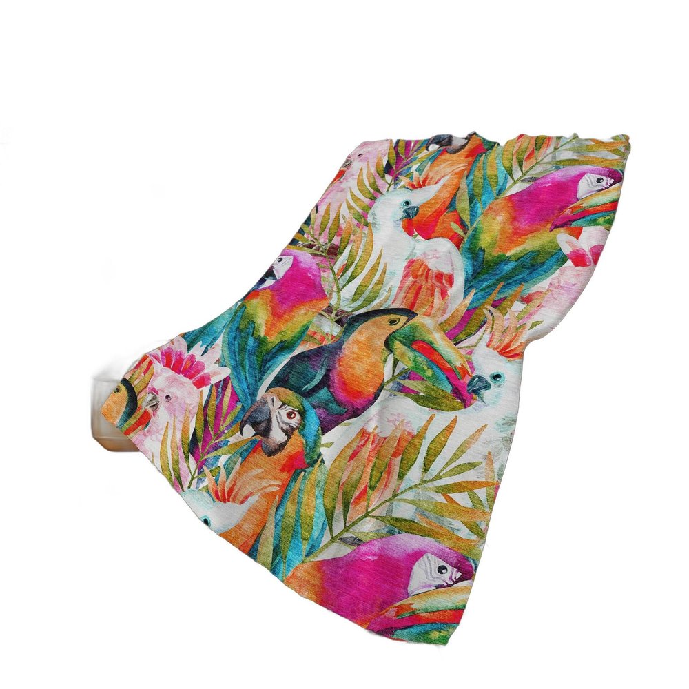 50" X 70" Orange Pink And Blue Animal Print Polyester Woven Plush Throw Blanket