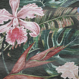 50" X 70" Midnight Green And Pink Floral Polyester Woven Plush Throw Blanket