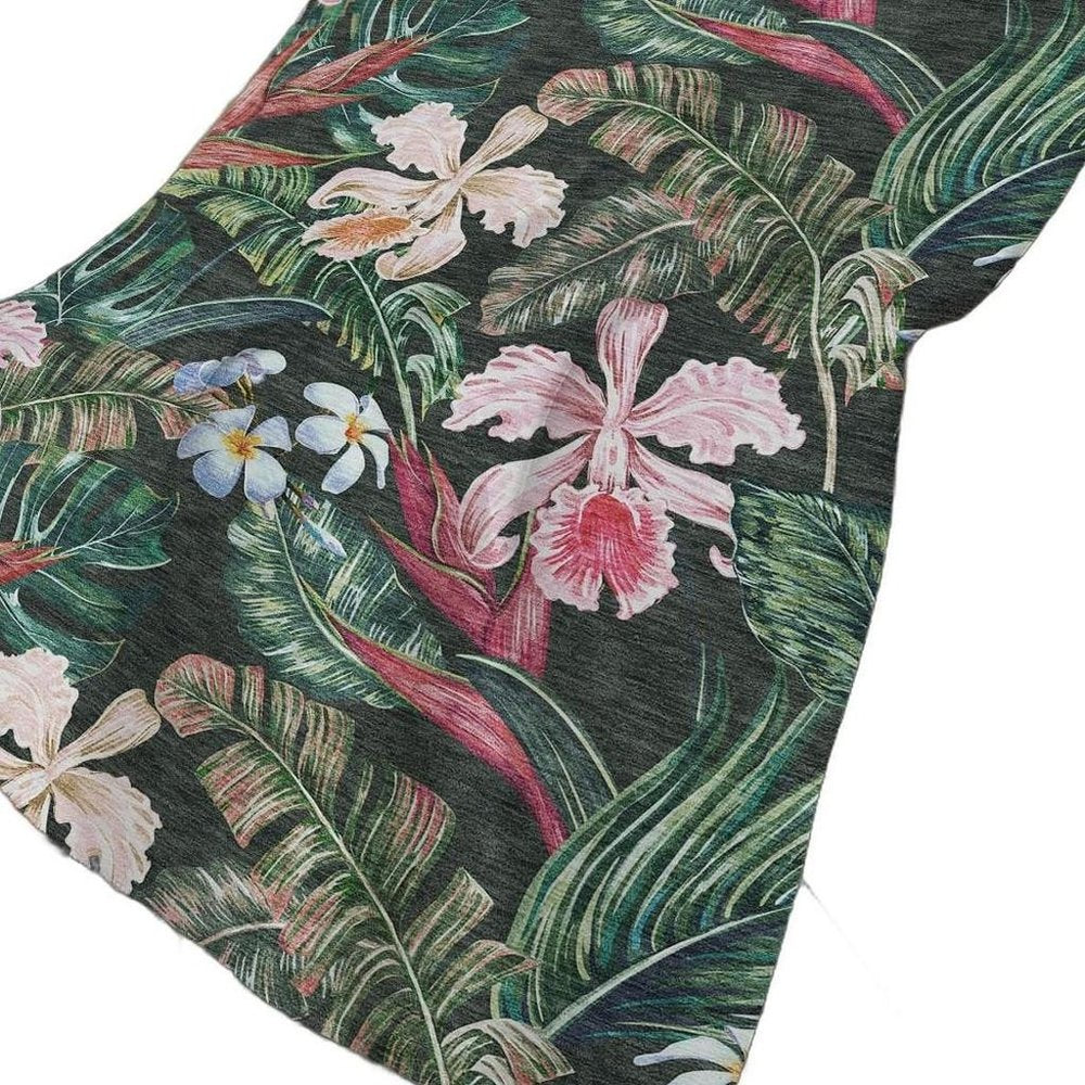 50" X 70" Midnight Green And Pink Floral Polyester Woven Plush Throw Blanket