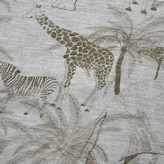 50" X 70" Gray And Taupe Microfiber Animal Print Plush Throw Blanket