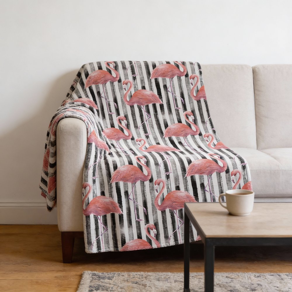 50" X 70" Pink Black And Ivory Animal Print Microfiber Plush Throw Blanket