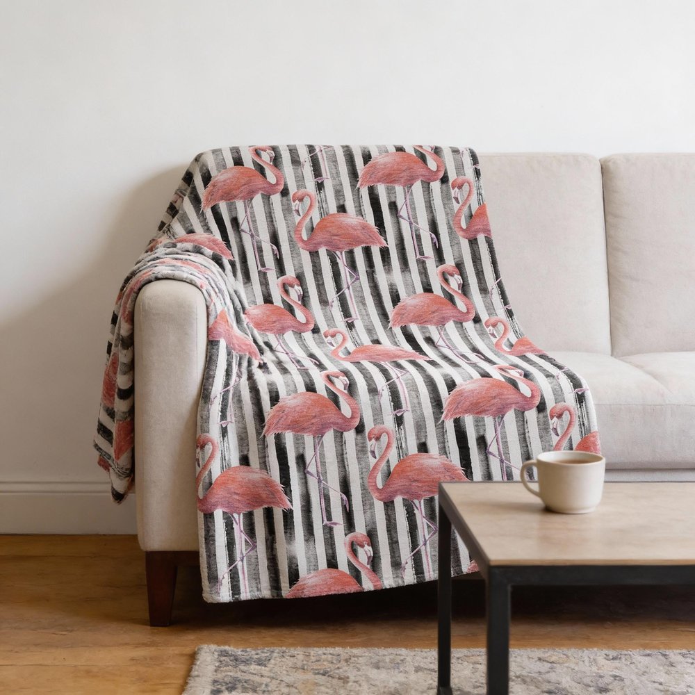 50" X 70" Pink Black And Ivory Animal Print Microfiber Plush Throw Blanket