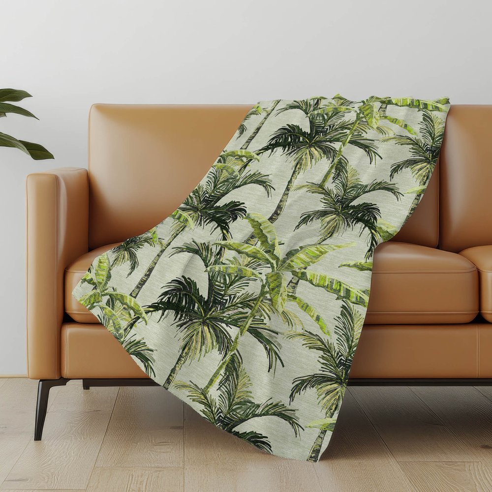 50" X 70" Green Palm Tree Microfiber Plush Throw Blanket