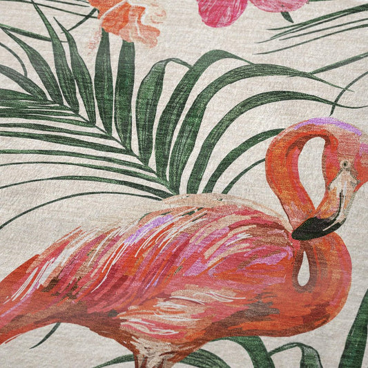 50" X 70" Pink Ivory And Olive Green Animal Print Polyester Woven Plush Throw Blanket